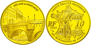 France 10 Euro, Gold, 2007, 400 years Pont ... 