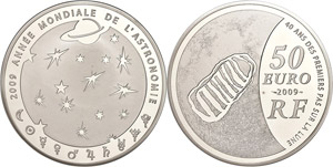 France 50 Euro, 2009, moon landing from ... 