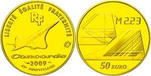France 50 Euro, Gold, 2009, 40 years ... 