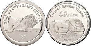 France 50 Euro, 2012, French railroad - Lyon ... 