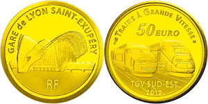 Frankreich 50 Euro, Gold, 2012, Eisenbahnen ... 