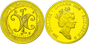 Canada 200 dollars, Gold, 1999, art the ... 