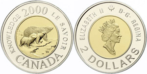 Canada 2 dollars, 2000, Christian turn of ... 