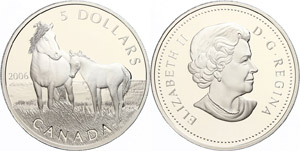 Canada 5 dollars, 2006, animal motifs - pony ... 