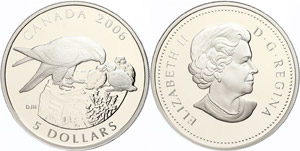 Canada 5 dollars, 2006, animal motifs - duck ... 