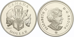Canada 1 Dollar, 2007, art in Canada - Music ... 