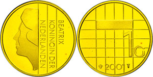The Netherlands 1 Guilder, Gold, 2001, gold ... 