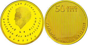 The Netherlands 50 Euro, Gold, 2004, Birth ... 