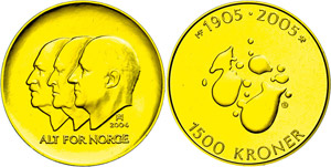 Norwegen 1500 Kroner, Gold, 2004, ... 