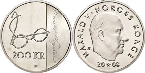 Norwegen 200 Kroner, 2008, Henrik Wergeland, ... 