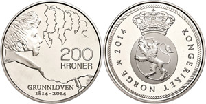 Norwegen 200 Kroner, 2014, Grunnloven, im ... 