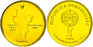 Portugal 1/4 Euro, Gold,  2007, Fernao de ... 