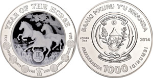 Rwanda 1000 Franc, 2014 year of the horse, ... 
