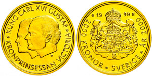 Sweden 2000 coronas, Gold, 1999, Christian ... 