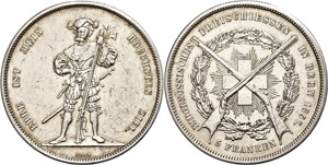 Switzerland 5 Franc, 1857, Bern, HMZ ... 