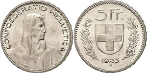 Schweiz 5 Franken, 1923, HMZ 2-1199c, vz.  vz