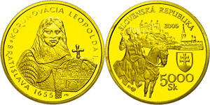 Slovakia 5000 coronas, Gold, 2005, ... 
