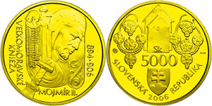 Slovakia 5000 coronas, Gold, 2006, 1100. day ... 