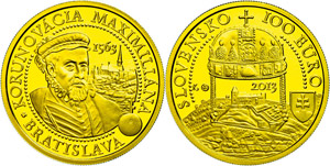 Slovakia 100 Euro, Gold, 2013, 450 years ... 