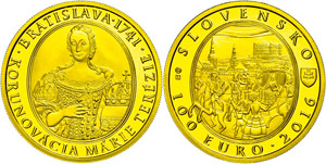 Slovakia 100 Euro, Gold, 2016, Bratislava, ... 