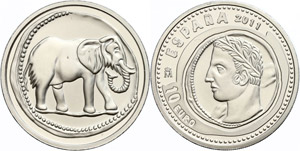 Spain 10 Euro, 2011, 1 + Shekel Carthage, ... 