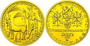 Czech Republic 2000 coronas, Gold, 2001, ... 