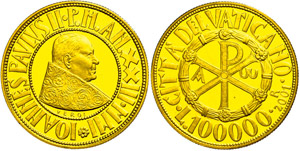 Vatican 100. 000 liras, Gold, 2001, ... 