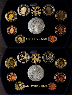 Vatican 2002, Euro KMS 1 cent till 2 Euro, ... 