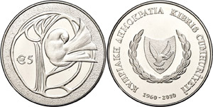 Zypern 5 Euro, 2010, Staatswappen, Schön ... 