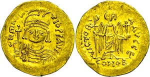 Coins Byzantium Mauricius Tiberius, solidus ... 