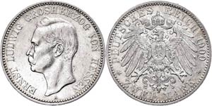 Hessen 2 Mark, 1900, Ernst Ludwig, wz. Rf., ... 