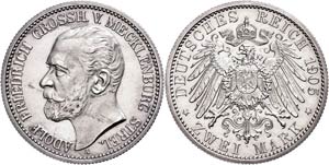 Mecklenburg-Strelitz 2 Mark, 1905, Adolf ... 