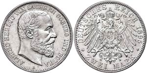 Sachsen-Coburg und Gotha 2 Mark, 1895, ... 