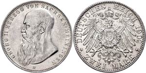 Sachsen-Meiningen 2 Mark, 1902, Georg II., ... 
