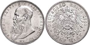 Saxony-Meiningen 5 Mark, 1902, Georg II., ... 