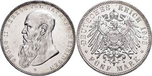 Saxony-Meiningen 5 Mark, 1908, Georg II., ... 