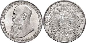 Sachsen-Meiningen 2 Mark, 1915, Georg II., ... 
