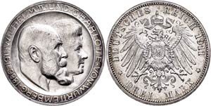 Württemberg 3 Mark, 1911, Wilhelm II., zur ... 