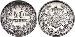 Kleinmünzen 1871-1922 50 Pfennig, 1896, ... 