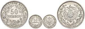 Small denomination coins 1871-1922 50 penny, ... 