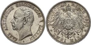 Saxony-Weimar-Eisenach 2 Mark, 1898, Carl ... 