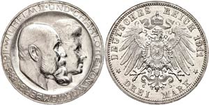 Württemberg 3 Mark, 1911, Wilhelm II., zur ... 