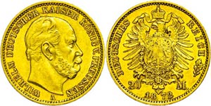 Prussia 20 Mark, 1872, Wilhelm I., A, very ... 