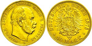 Preußen 10 Mark, 1875, Wilhelm I., ... 
