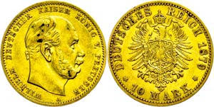 Preußen 10 Mark, 1880, Wilhelm I., Kratzer, ... 