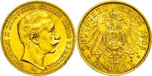 Prussia 20 Mark, 1905, Wilhelm II., A, ... 