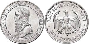 Münzen Weimar 3 Reichsmark, 1927 F, 450 ... 