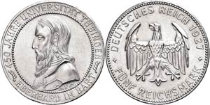 Coins Weimar Republic 5 Reichmark, 1927 F, ... 