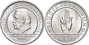 Coins Weimar Republic 5 Reichmark, 1929 A, ... 