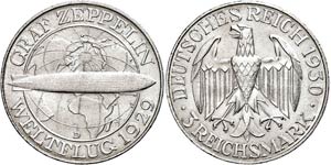 Münzen Weimar 3 Reichsmark, 1930 D, Graf ... 